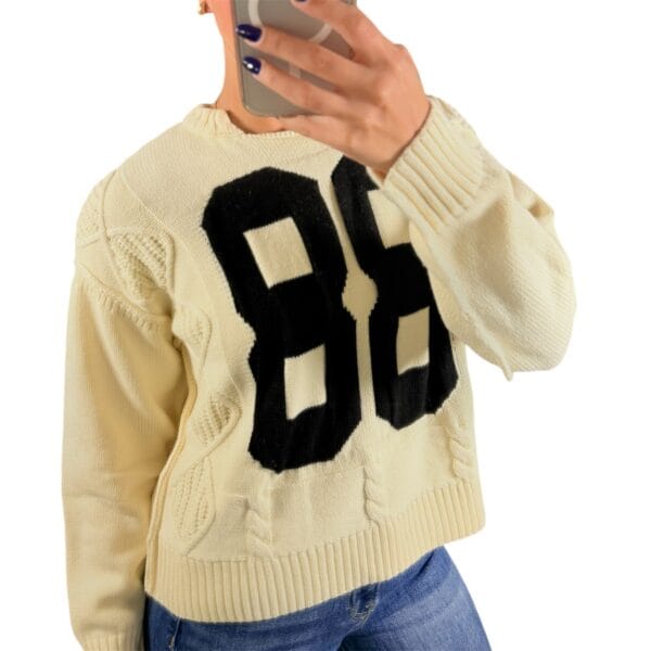 Shara Sweater - Oat & Navy
